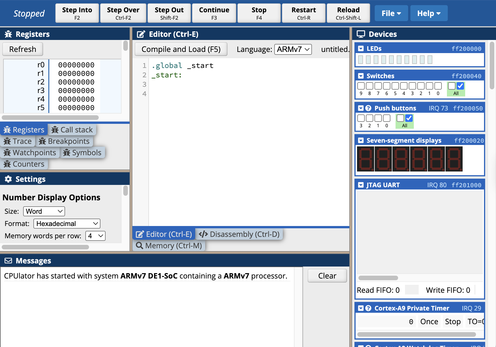 CPUlator interface